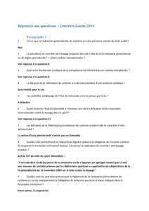 Réponses aux questions – Concours Cassin 2014 Paragraphe 1 1 Est-ce que la Fédération gimondienne de cyclisme est une personne morale de droit public?