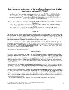 Description and performance of the Low Energy Transmission Grating Spectrometer on-board CHANDRA Bert Brinkman, Theo Gunsing, Jelle Kaastra, Rob van der Meer, Roif Mewe, Fnts Paerels, Ton Raassen , Jan van Rooijen a) Hei