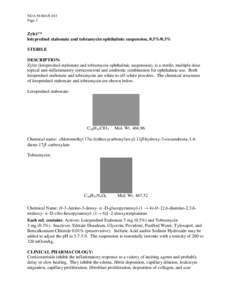 NDA[removed]S-015 Page 3 Zylet™  loteprednol etabonate and tobramycin ophthalmic suspension, 0.5%/0.3%