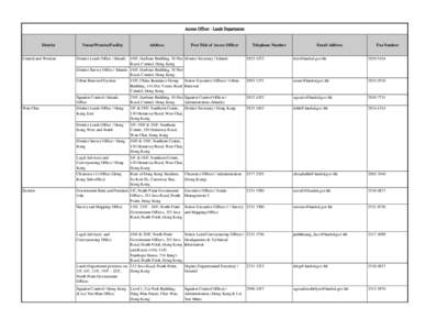 Access Officer - Lands Departments  District Central and Western  Wan Chai