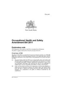 First print  New South Wales Occupational Health and Safety Amendment Bill 2011