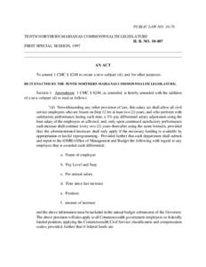 PUBLIC LAW NO[removed]TENTH NORTHERN MARIANAS COMMONWEALTH LEGISLATURE H. B. NO[removed]FIRST SPECIAL SESSION, 1997 ______________________________________________________________________________ __________________________