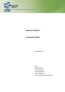 ANADOLU UNIVERSITY  EVALUATION REPORT November 2015