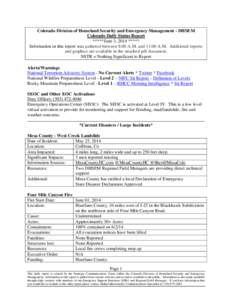 Disaster preparedness / Humanitarian aid / Occupational safety and health / Federal Emergency Management Agency / National Weather Service / Colorado State University / Incident Command System / Emergency service / Office of Emergency Management / Colorado counties / Emergency management / Public safety