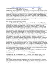 Southern Campaign American Revolution Pension Statements & Rosters Pension application of Isaac Legare R6272 Mary fn28SC Transcribed by Will Graves[removed]