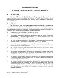 BONNETT’S ENERGY CORP. HEALTH, SAFETY AND ENVIRONMENT COMMITTEE CHARTER A. INTRODUCTION