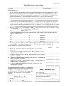 Revised Feb. 8, 2008  The SHGA Adventure Pass Pilot Name  USHPA Number