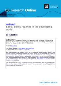 Ian Gough  Social policy regimes in the developing world Book section Original citation: