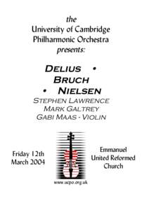 the University of Cambridge Philharmonic Orchestra presents:  Delius •