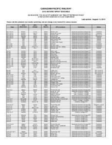 CANADIAN PACIFIC RAILWAY 2014 ONTARIO SPRAY SCHEDULE see documents 