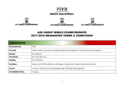 AGE GROUP WORLD CHAMPIONSHIPSORGANIZING TERMS & CONDITIONS COMPETITION Sanctioned by  FIVB