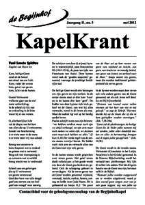 Jaargang 11, no. 5  mei 2012 KapelKrant Veni Sancte Spiritus