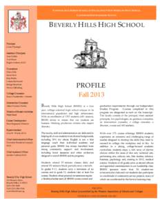 NATIONAL BLUE RIBBON SCHOOL OF EXCELLENCE  NEW AMERICAN HIGH SCHOOL CALIFORNIA DISTINGUISHED SCHOOL BEVERLY HILLS HIGH SCHOOL Principal Carter Paysinger