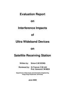 Evaluation Report on Interference Impacts of Ultra Wideband Devices on