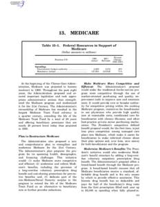 13. Table 13–1. MEDICARE  Federal Resources in Support of