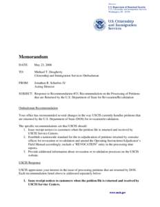 USCIS Response to CISOMB Rec33_May_23_08