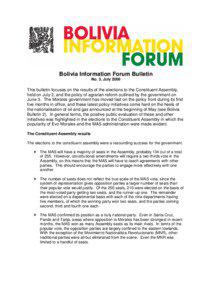 Bolivia Information Forum Bulletin No. 3, July 2006