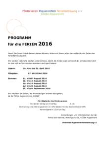 Förderverein Poppenrichter Ferienbetreuung e.VPoppenricht PROGRAMM für die FERIEN