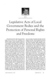 Legislative Acts of Local Government Bodies and the Protection of Personal Rights and Freedoms Vallo Olle