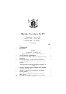 Education Amendment Act 2013 Public Act Date of assent CommencementNo 34
