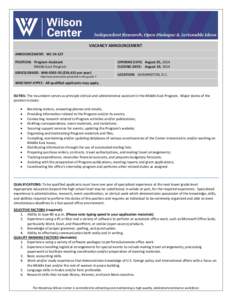 Microsoft Word - WC-14-12T Program Assistant MEP