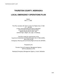 THURSTON COUNTY LEOP  THURSTON COUNTY, NEBRASKA LOCAL EMERGENCY OPERATIONS PLAN Dated: MAY, 4, 2009