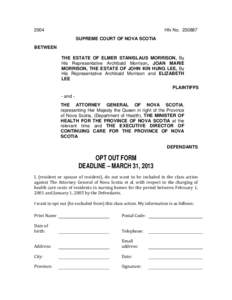 2004  Hfx No[removed]SUPREME COURT OF NOVA SCOTIA  BETWEEN