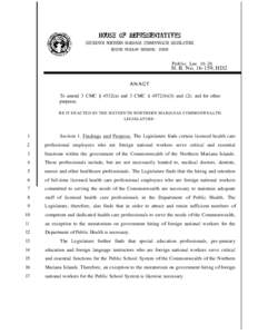 SIXTEENTH NORTHERN MARIANAS COMMONWEALTH LEGISLATURE SECOND REGULAR SESSION, 2008 Public Law[removed]H. B. No[removed], HD2