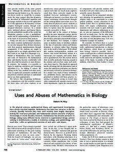 SPECIAL SECTION  MATHEMATICS IN BIOLOGY