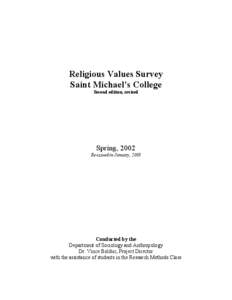 Religious Values Survey Saint Michael’s College Second edition, revised