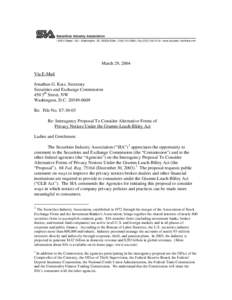 March 29, 2004 Via E-Mail Jonathan G. Katz, Secretary Securities and Exchange Commission 450 5th Street, NW Washington, D.C[removed]