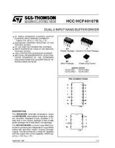HCC/HCF40107B DUAL 2-INPUT NAND BUFFER/DRIVER