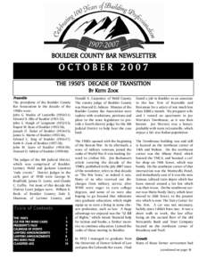 BOULDER COUNTY BAR NEWSLETTER  OCTOBER 2007 THE 1950’S DECADE OF TRANSITION BY KEITH ZOOK Prream