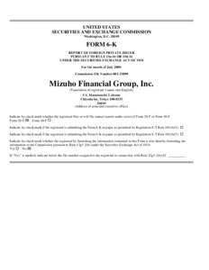 UNITED STATES SECURITIES AND EXCHANGE COMMISSION Washington, D.C[removed]FORM 6-K REPORT OF FOREIGN PRIVATE ISSUER