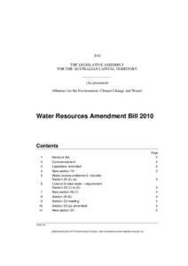 2010  THE LEGISLATIVE ASSEMBLY FOR THE AUSTRALIAN CAPITAL TERRITORY  (As presented)