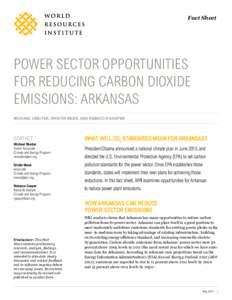 Fact Sheet  POWER SECTOR OPPORTUNITIES FOR REDUCING CARBON DIOXIDE EMISSIONS: ARKANSAS MICHAEL OBEITER, KRISTIN MEEK, AND REBECCA GASPER