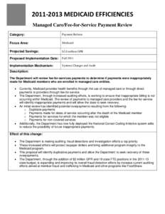 Managed Care/Fee-for-Service Payment Review