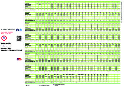 HORAIRES TRANSILIEN DU 30 JANVIER 2012 AU 07 JUILLET 2012 PARIS NORD AÉROPORTS