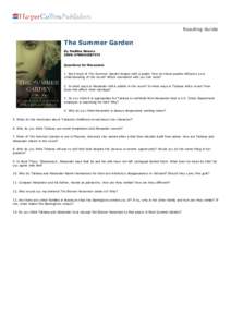 Reading Guide  The Summer Garden By Paullina Simons ISBN: [removed]Questions for Discussion