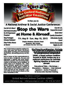 invites you to  A National Antiwar & Social Justice Conference: Stop the Wars