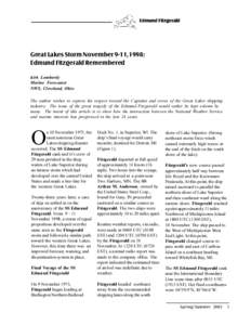 Edmund Fitzgerald  Great Lakes Storm November 9-11,1998: Edmund Fitzgerald Remembered Kirk Lombardy