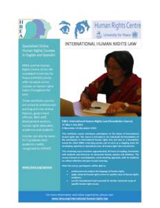 Specialised Online Human Rights Courses in English and Spanish! INTERNATIONAL HUMAN RIGHTS LAW (FOUNDATION COURSE)