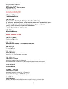 EDA Chicago 2014 Conference Sept 28 – 30 | Chicago, IL DRAFT Agenda: Aug 7, 2014 | EXTERNAL SUBJECT TO CHANGE  Sunday, September 28, 2014