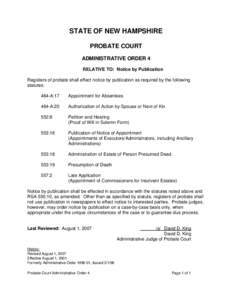 Probate Court Administrative Order 4