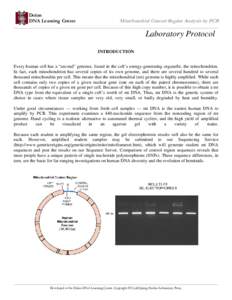 Dolan DNA Learning Center Mitochondrial Control Region Analysis by PCR  __________________________________________________________________________________________