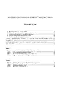 GOVERNMENT CAPACITY TO ASSURE HIGH QUALITY REGULATION IN BRAZIL  TABLE OF CONTENTS 1. 2.