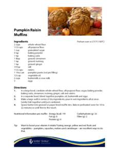 Health Connections Winnipeg Recipe: Pumpkin Raisin Muffins