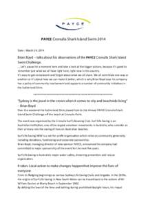 Brian Boyd - Payce Consolidated - The Payce Cronulla Shark Island Swim Challenge -2014