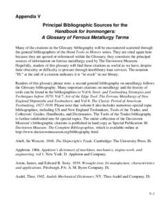 Principle Bibliographic Sources for the