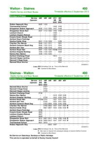 Walton - Staines  400 Timetable effective 2 September[removed]Abellio Surrey and Bear Buses